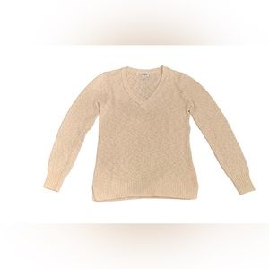J. Crew Cream V-neck Slub Cotton Sweater